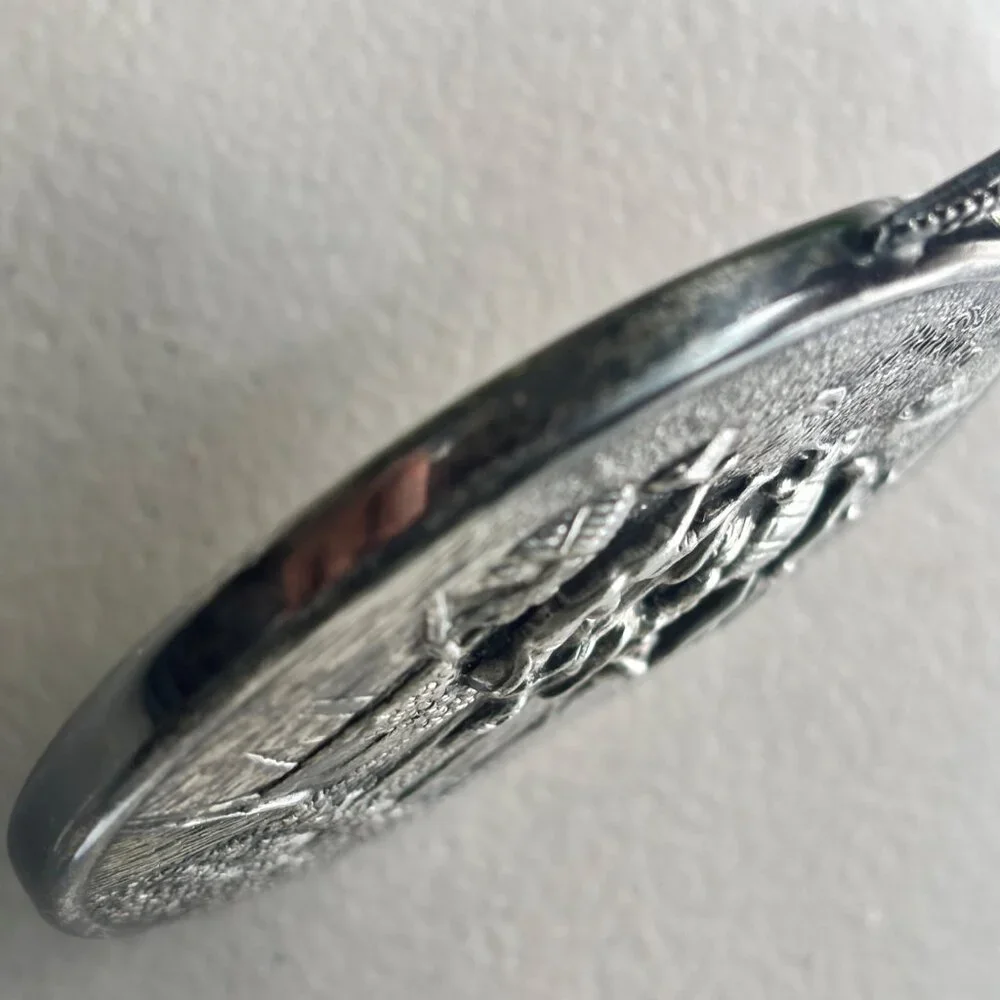 Vintage Hans Jensen Denmark Silver Plated Hand Mirror Repoussé Stamped Danish - Picture 10 of 13
